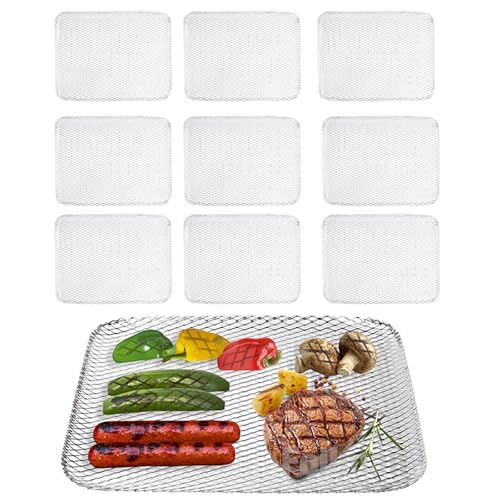 LZbeove 10pcs Aluminum BBQ Mesh Grill Mat Reusable Grill Topper Grill Mesh Mat Set for Outdoor Grill Non-Stick Grill Mat Easy to Clean Grilling Liners BBQ Accessories for Baking Cooking Grilling