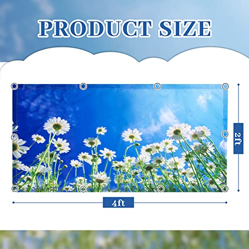 Image of Hortsun 4 Pack 4 x 2 Feet Fluorescent Light Covers, Magnetic Light Filters for Classroom Ceiling, Decorative Lights Shade for Office Home Hospital(Chamomiles)