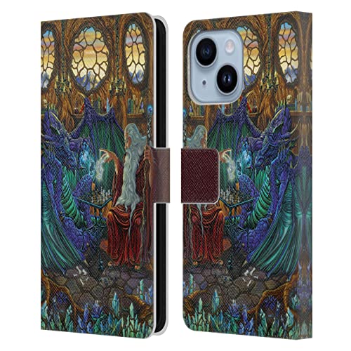 Étui portefeuille en cuir iPhone 14 Plus Ed Beard Jr Dragon Head Case Designs