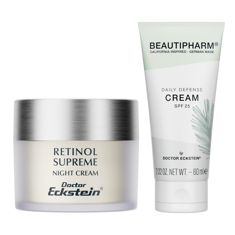 Doctor Eckstein Retinol & Daily Defense Sparset – Nacht- und Tagespflege mit Retinol, Vitamin A & E und SPF 25 – Regenerierende & schützende Gesichtspflege für reife und trockene Haut – Vegan