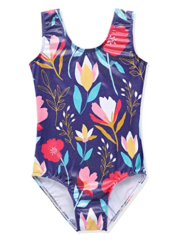 HOZIY Toddler Leotards for Girls Gymnastics Navy Dark Blue Flower Floral 2t 3t 2-3t Outfits for Kids Bodysuits Sparjly