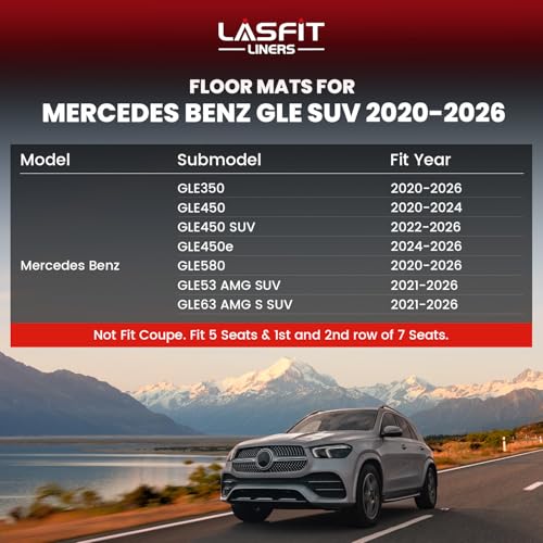 Image of LASFIT Floor Mats for Mercedes Benz GLE SUV 2020-2026 (Not Fit Coupe)