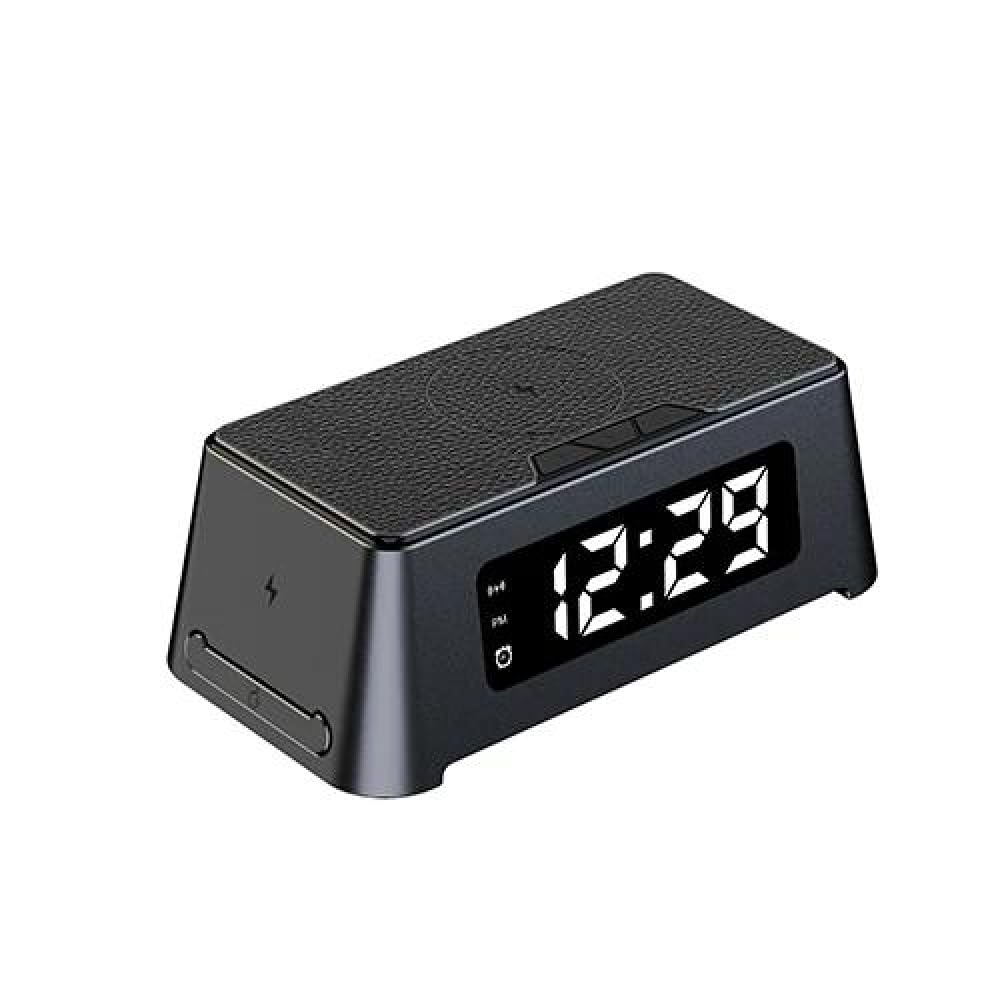Sveglia con caricatore wireless con luce LED e stazione di ricarica rapida da 15 W per iPhone e Samsung (nero)