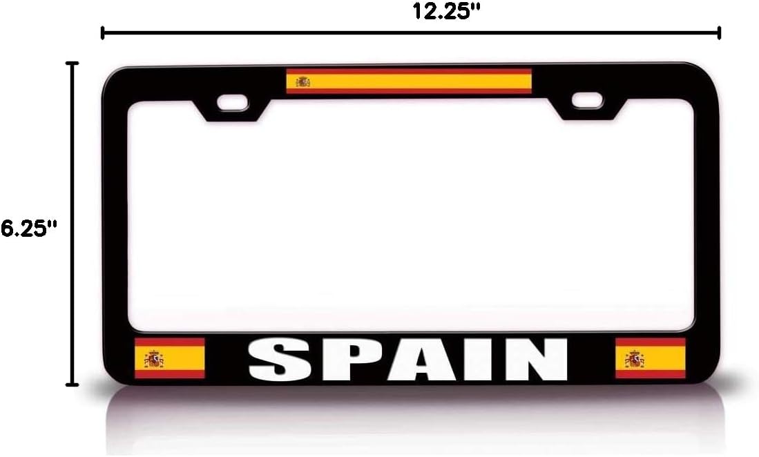 Spain Flag Metal Car SUV Truck License Plate Frame Bl x58