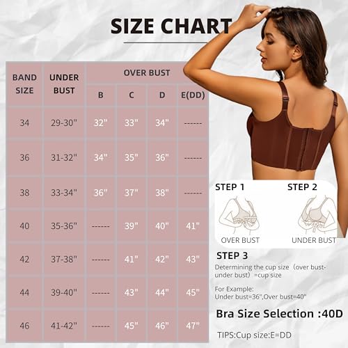 Image of Push Up Bras for Women Daisy Bra Bras for Back Fat Sexy Comfortable Back Smoothing Bra (34B-46DD)