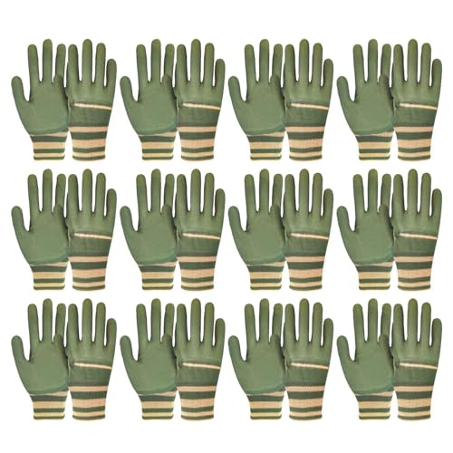 Guantes de trabajo para hombres, guantes de seguridad, 12 pares de guantes de trabajo no deslizantes, guantes de trabajo multifuncionales, accesorios de trabajo transpirables, reforzados para