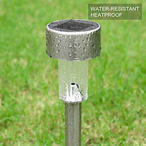 GIGALUMI 16 Pack Solar Path Lights Outdoor,Solar Lights Outdoor Garden Led Light Landscape/Pathway Lights for Patio/Lawn/Yard/Driveway/Walkway (Stainless Steel)