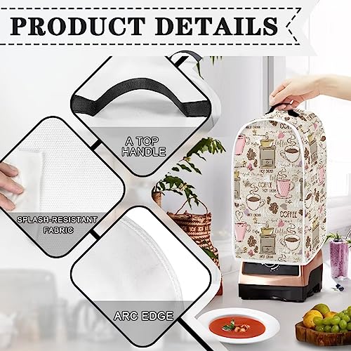 Image of Talayituse Coffee Print Blender Dust Cover with Handle, Stand Mixer or Coffee Maker Appliance Cover Anti Fingerprint Dust Proof Stain Resistant Blender Cover for Home Kitchen