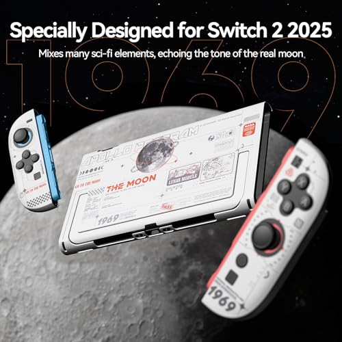 Image of GeekShare Hard Case Compatible with Nintendo Switch 2 (2025), Anti-Scratch Dockable Protective Cover for Switch 2 with Detachable Joysticks, The Moon (Moonlight White)