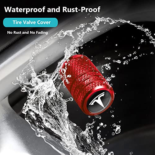 Metal Car Wheel Tire Valve Caps Replacement for Tesla Model Y X S 3Series Auto Valve Stem Cover Decoration Accessories Red — view 3