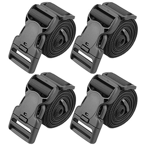 Image of MAGARROW 110 inch Long x 1.5 inch or 2 inch Wide Utility Packing Straps with Buckle Adjustable, 4-Pack Black (1.5 inch Wide - 110 inch Long)