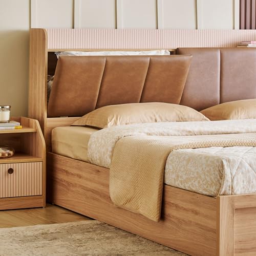 Image of Home Centre | Lexus | Engineered Wood | Hydraulic Storage | Queen Beds | Brown | 1 Year Warranty