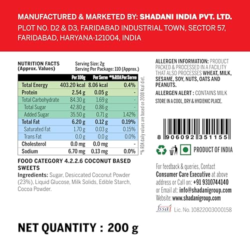Image of Shadani Coconut Sweet Candy (Pack Of 200g), Indian Nariyal Meethai, Candy /Toffee