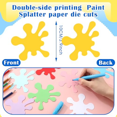 Image of Kisston 360 Pcs Paint Splatter Cutouts Paper 3.9 Inch Assorted Color Die Cuts for DIY Craft Projects School Classroom Bulletin Board Decor