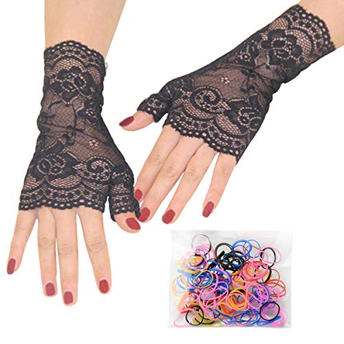 Panba 2019 Lace Gloves Women Wedding Tea Party Glove for Evening Sexy Prom Gloves, Black#1, One Size