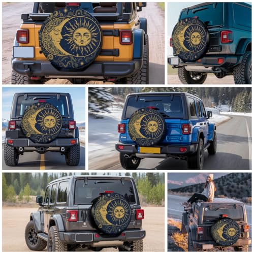 Image of GENANY Celestial Father's Day PVC Spare Tire Cover for RV Trailer, Waterproof, No Camera Hole, Size 16 Fits 29-31 Inch
