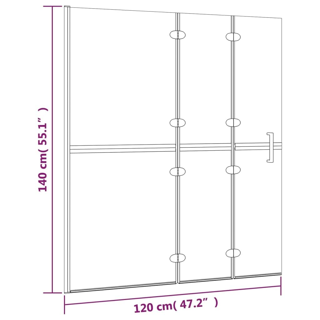 Cabina de ducha plegable ESG 120 x 140 cm, marco de aluminio blanco, mampara de ducha con asa, protección contra salpicaduras, juntas y accesorios de montaje, adecuado para baño y fontanería