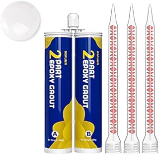 REALINN Epoxy Tile Grout Bright Porcelain White 400 ml, Dual Tube Waterproof Stain-Proof Colorant Resin Sealer, Restore and Spruce Up Tile Grout Line for Bathroom Kitchen Wall Floor