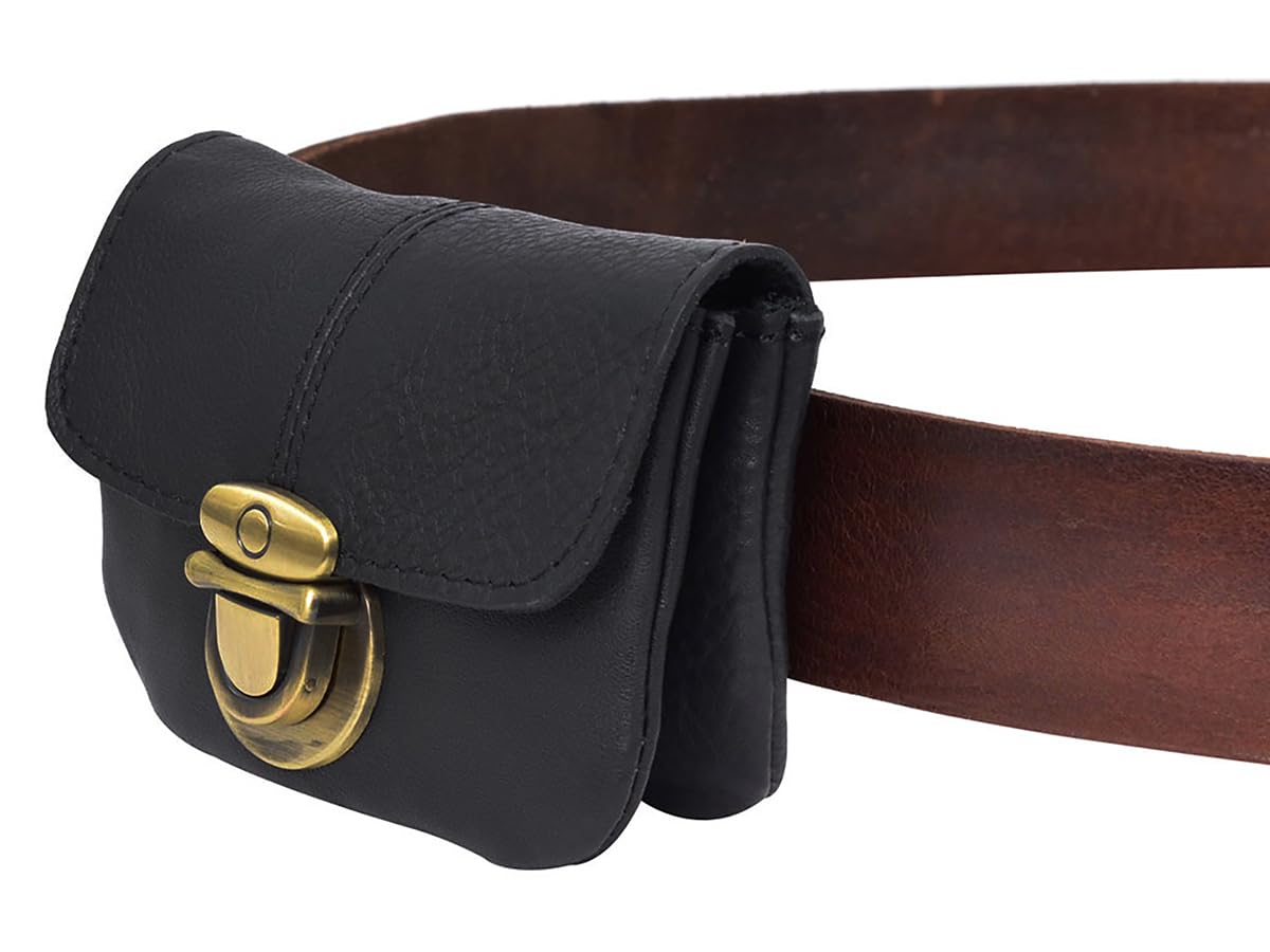 Gusti Pochette Eskil en Cuir pour Ceinture Porte-Monnaie Noir Cuir