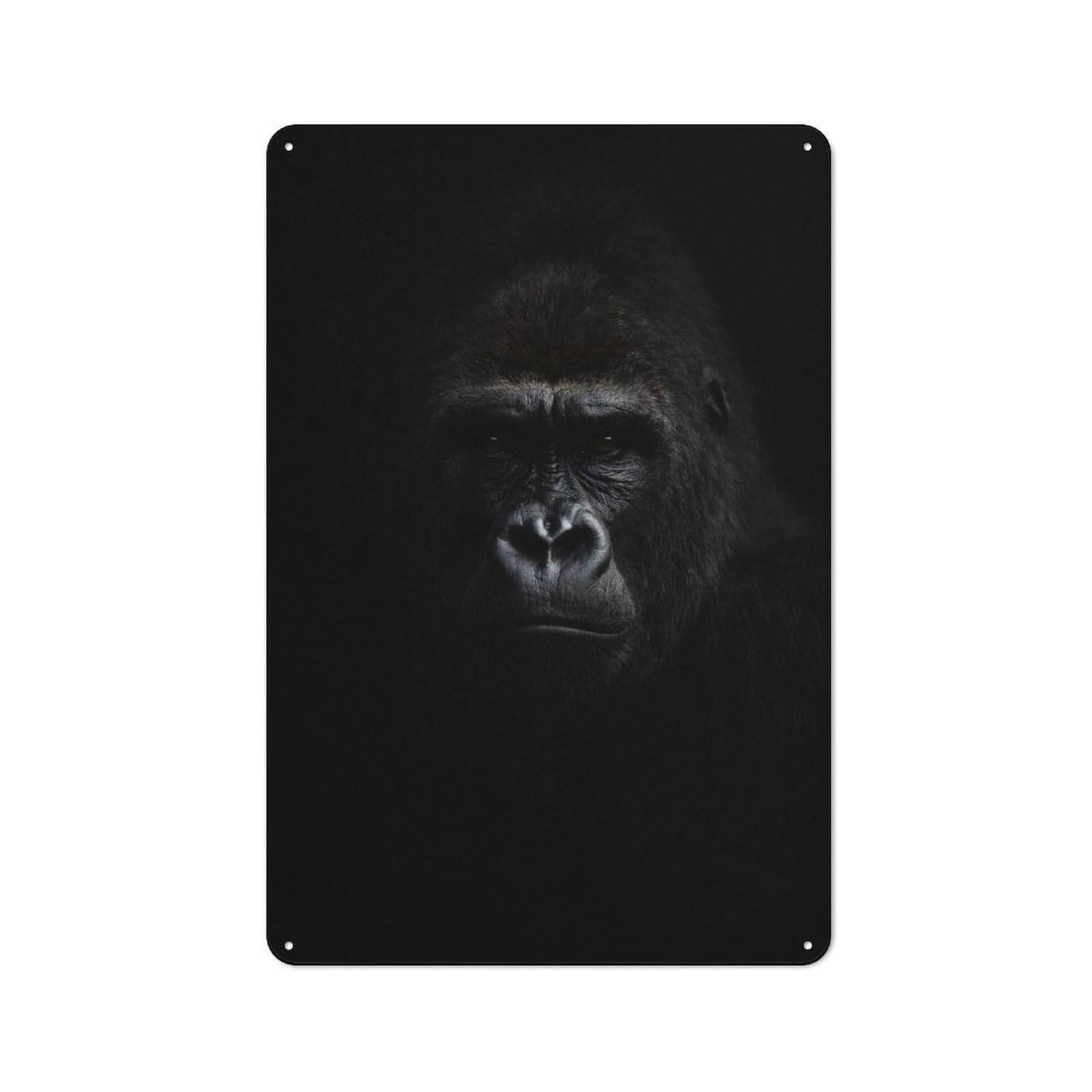 Junmoney Style-18 30X20cm Rustic Tin Sign With Close-Up Portrait Of A Gorilla For Home Office Or Studio, For Metal Sign Collectors, For Garage And Workshop Walls