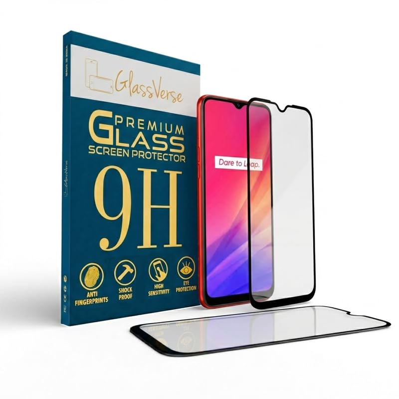 Image of GlassVerse SuperD Oleophobic Tempered Glass For Realme C3 (Pack Of 2) with Free Installation Kit Full screen Coverage Free Replacement If Received Damaged - 6.5 inch