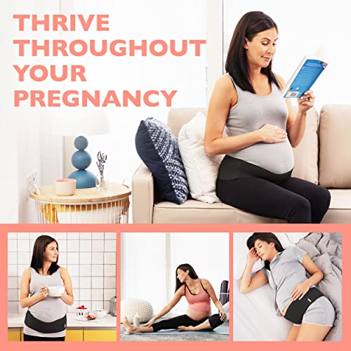 Pregnancy Belly Band for Abdominal Support - Adjustable Maternity Belt for Women - Fits Up to 46 - Black