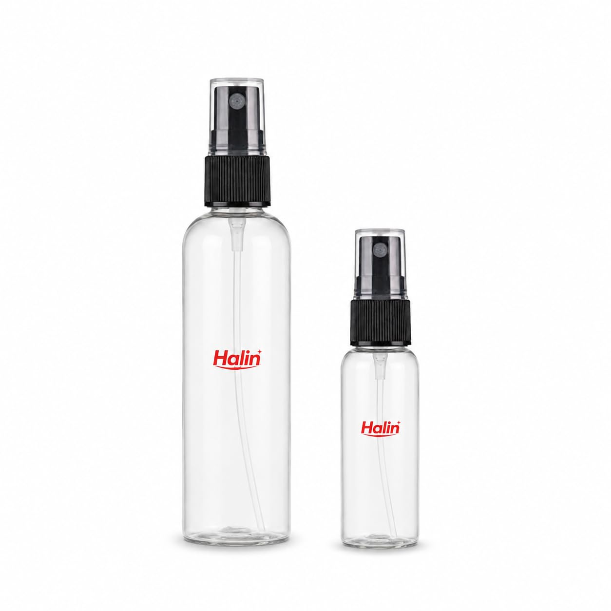 Halin Spray Bottles Clear Empty Fine Mist Plastic Mini Travel Bottle Set, Small Refillable Liquid Containers (50ml (1Nos) + 100ml (1Nos)-image-8