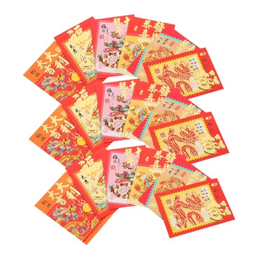 FUNOMOCYA 30個中国伝統柄 赤い封筒 お年玉袋 多用途 紙製 新年の贈り物用 祝福デザイン 和風 お祝いシーン対応