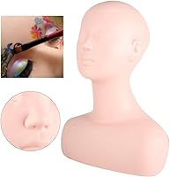 Vista 6 de EVTSCAN Cabeza de maniquí de práctica de maquillaje, masaje multifuncional, práctica de maquillaje, cabeza de maniquí suave, modelo de peluca