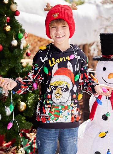 Kids Christmas Sweatshirt Ugly Funny Hoodie with Pocket 5-14 Years4