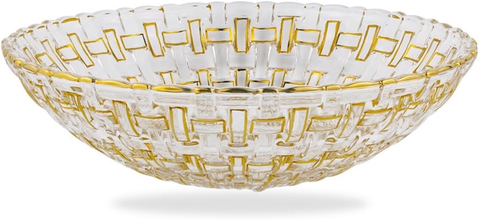 Gold Border Fruit Bowl Glass Bucket Wedding Plate Flat With Lid Vintage Storage Tank Home Decoration