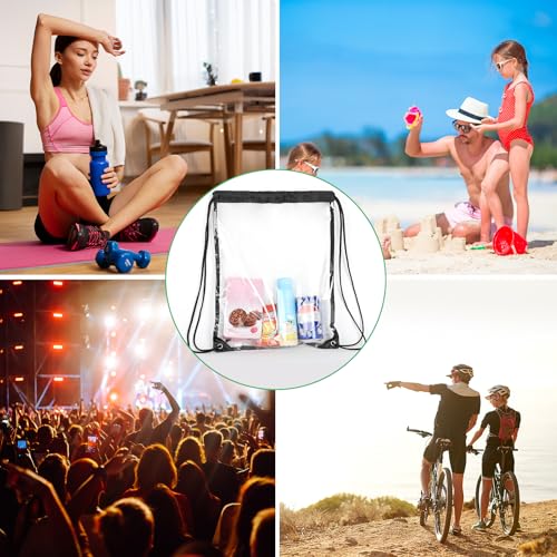 Image of 2-Pack Clear Drawstring Backpacks, clear bag for stadium events, Concert See-through bag Baseball Festival Beach Makeup