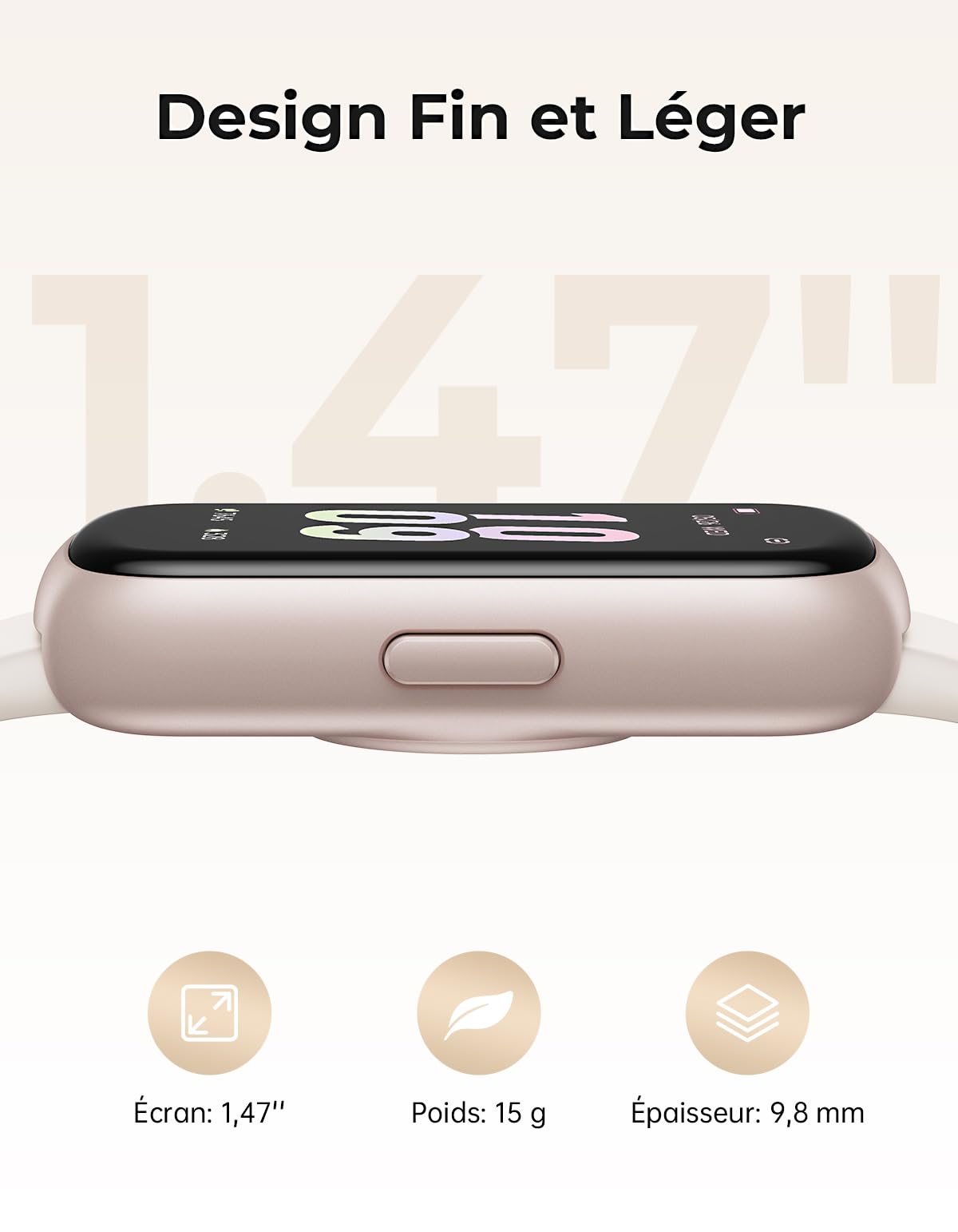 Montre Connectée Femme Homme - 3 Bracelets, 1,47'' Bracelet Connectée avec 24/7 Fréquence Cardiaque, SpO2/Sommeil, Mode Sport, Podomètre, Notification, Etanche 3ATM pour Android iOS, Or Rose/Stellaire