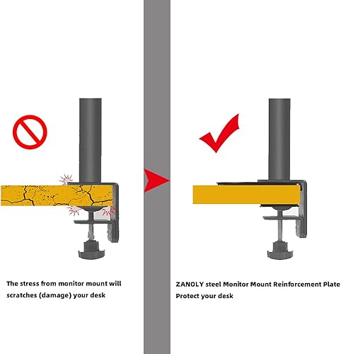 Miniatura 2 de Placa de refuerzo para montaje en monitor de acero, placa de refuerzo para brazo de monitor para mesas frágiles, placa de refuerzo para montaje en