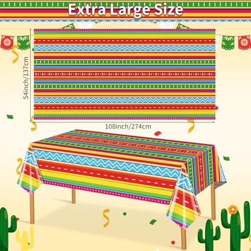Image of Hxezoc Cinco De Mayo Printed Tablecloths, 54 x 108 Inch Disposable Plastic Table Cover for Mexican Holiday Decorations Outdoor Indoor Party Supplies