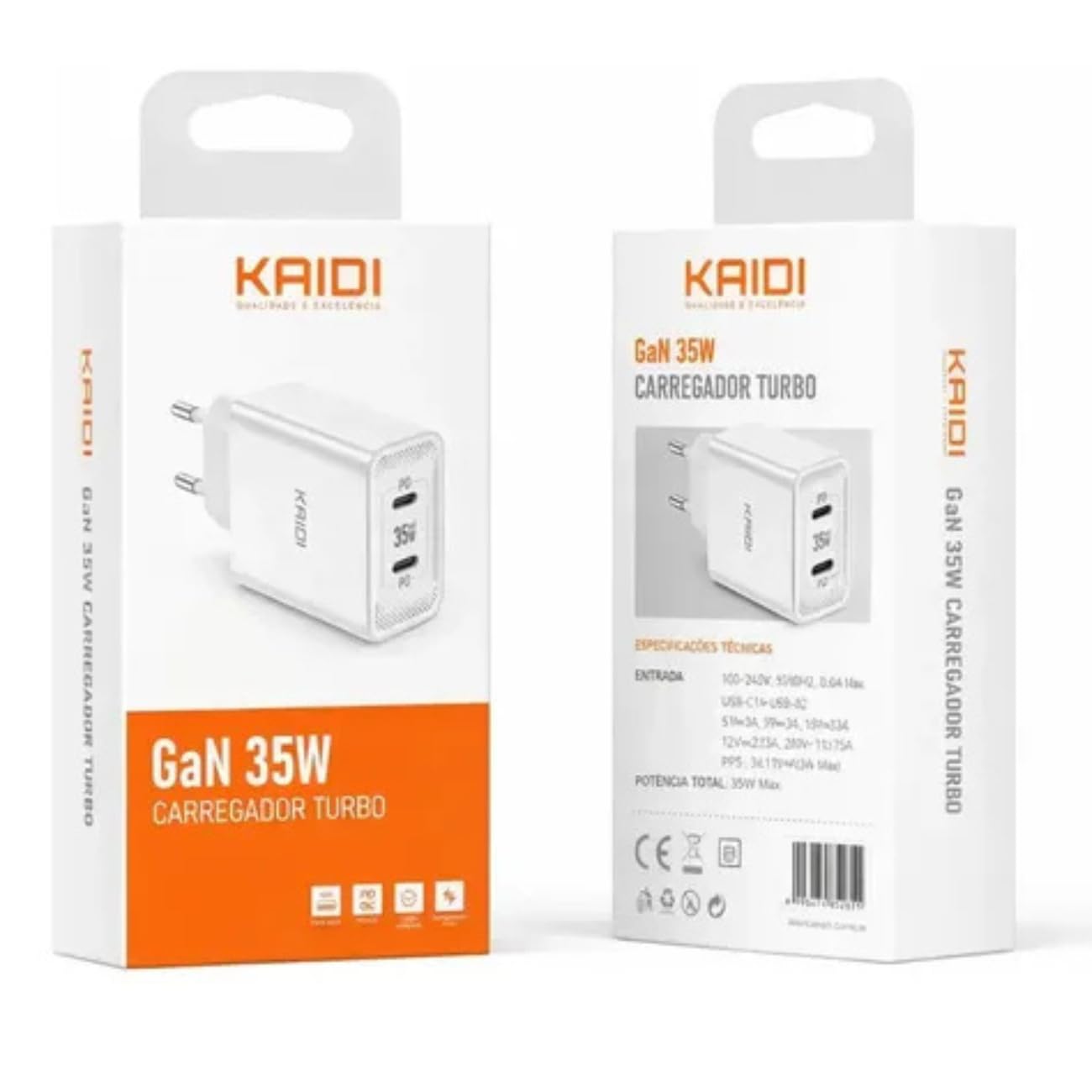 Carregador Turbo Kaidi Cq-1502 Gan 35w Tipo-c Duplo | Amazon.com.br