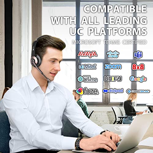 Image of Earbay Wireless Headset, Bluetooth Headsets with Microphone Noise Cancelling, On Ear Headphones with Mic Mute, Handsfree PC Headsets for Zoom /Ms Teams /Skype /Dual Connect /Laptop /iPhone /Tablet