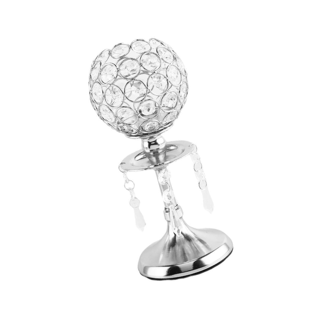 Zambuph Opulent Crystal Candlestick Stand for Pillar Candles Table Centerpiece Decoration Holder, Silver S