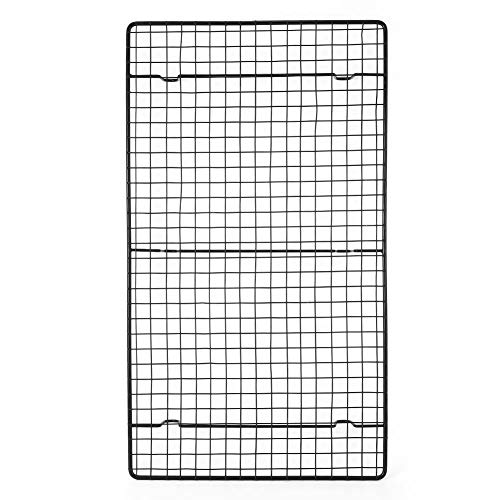 Rejilla antiadherente premium para enfriar, multifuncional, para hornear, barbacoa, para repostería, pan y galletas, de hierro duradero, 46 ​​x 26 x 3 cm, color negro.