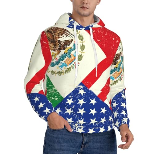 Sweat à capuche homme drapeau américain mexicain pour le quotidien décontracté