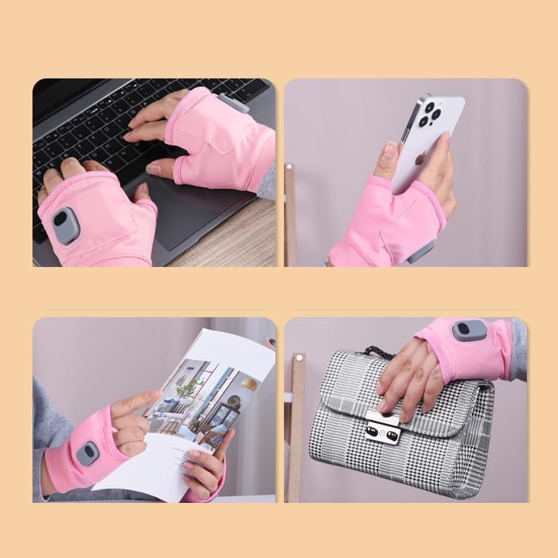 SXHEYUY Gants Chauffants, Gants Chauffants Rechargeables Gants d'hiver pour Hommes Femmes, Gants Chauds Moto Ski 1800Mah, Gants Chauffants sans Doigts,Noir