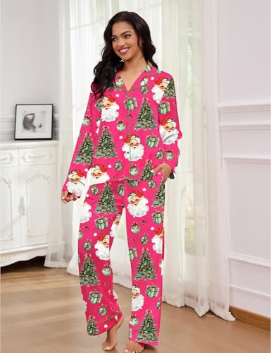 Image of SHESHOW Satin Pajamas for Women Set Long Sleeve Button Down Sleepwear 2 Piece Nightwear Women Pjs Sets Size XS-XXL