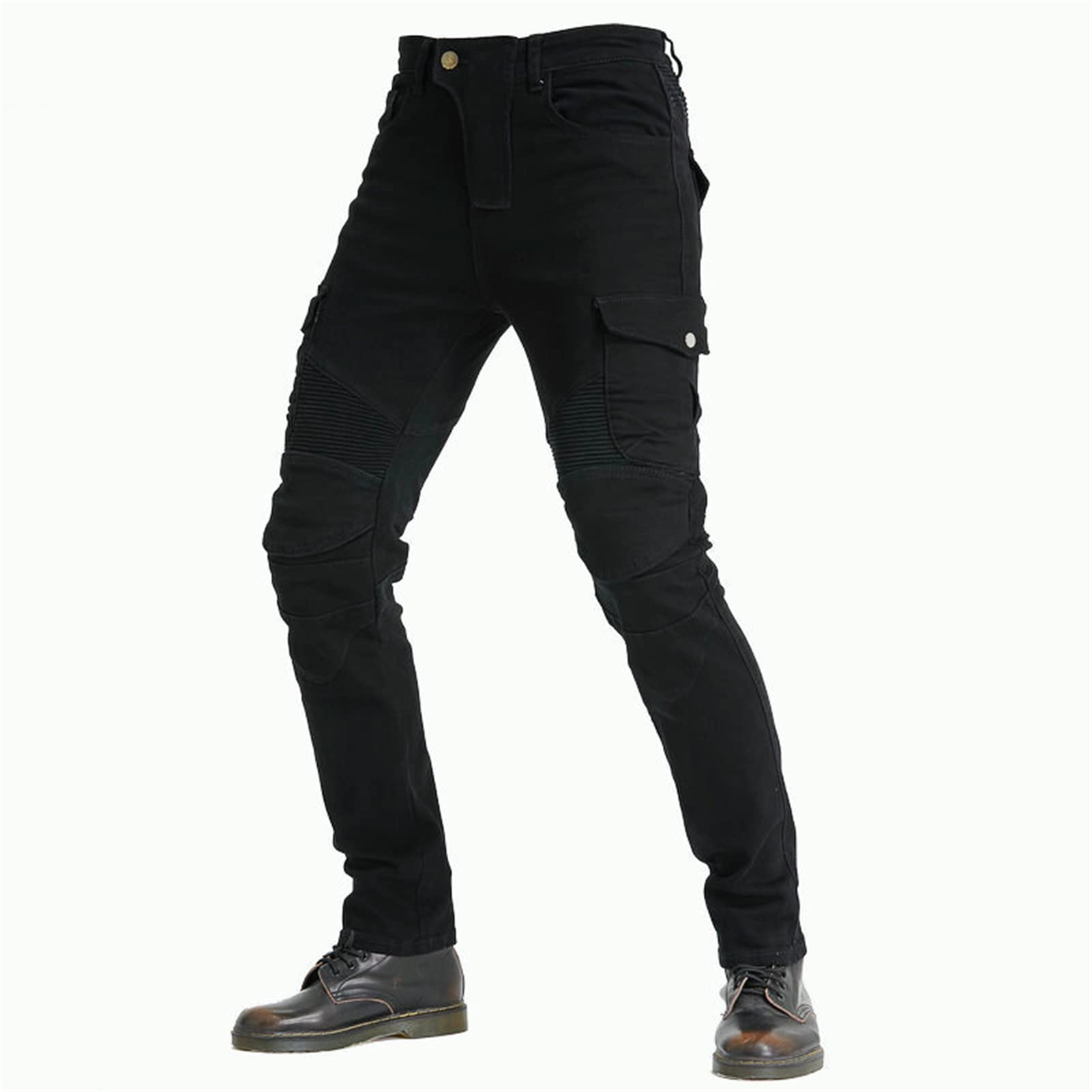Pantaloni Biker Invernali Pantaloni Protettivi da Moto Pantaloni in Denim Rinforzato Protettivo Foderato Approvato CE Rimovibile Armato Denim Modern-Fit (Nero,M)