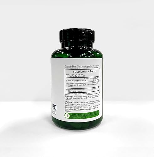Miniatura 10 de Divinity Nutra Suplemento de Ashwagandha de magnesio, glicinato de magnesio calmante y malato vitamina B6 para los músculos, apoyo a la salud ósea,