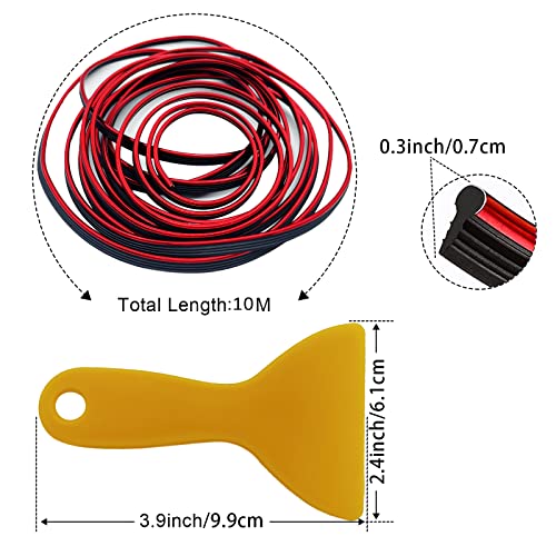 Car Interior Trim Strips,Universal 33Ft Car Electroplating Decoration Styling Door Dashboard, Flexible Interior Trim Accessories With Installing Tool(Red) #TOP1