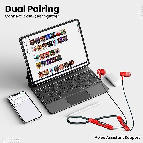 Image of AMS NB-30 Newly Launched, in Ear Earphones with 80Hrs Playback, Bluetooth 5.0 Wireless Headphones with mic, Deep Bass Neckband, IPX5 Water Resistance,Magnetic Earbuds, Fast Charging | Blue