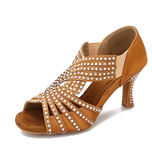 Image of TTdancewear Women Rhinestone Dance Shoes Ballroom Latin Salsa Bachata Performance Dance Dancing Shoes