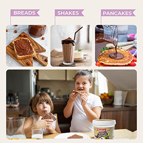 Image of Pure Temptation Chocolate Spread with Cocoa | Hazelnut Chocolate Cream for Bread, Smoothies, Fudge, Cakes, Choco Shakes, Sandwiches, Roti, Fruits & Perfect for Breakfast | 100% Vegetarian, Protein-Rich | Pack of 1 - 1 Kg