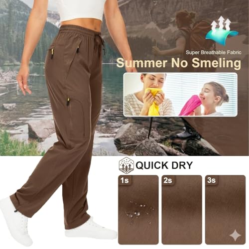 Image of Q - RIOUS Women's Parachute Pants Quick Dry Lightweight Safari Pants Zipper Pockets