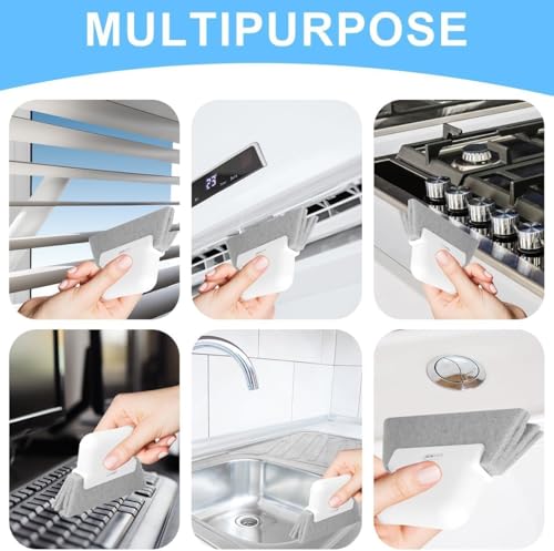 Image of 2 in 1 Multi Purpose Window Groove Cleaning Brush Sliding Door Track and Window Net Cleaner with Built in Dust Collector Double Sided Handheld Tool for Deep Cleaning Kitchen and Bathroom